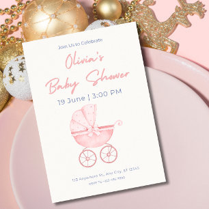 Wasserfarben-Baby-Mädchen-Party-Einladung Einladung