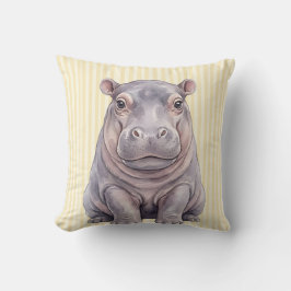 Wasserfarben-Baby-Nilpferd-Kissenbezug Kissen