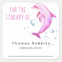 Wasserfarben - Babydusche Buchzeichen Quadratischer Aufkleber