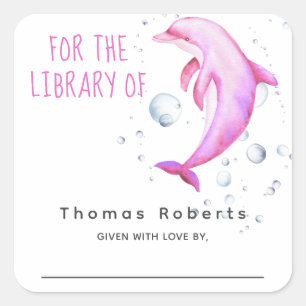 Wasserfarben - Babydusche Buchzeichen Quadratischer Aufkleber