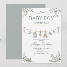 Wasserfarben-Babywäscheleine Baby Shower Einladung