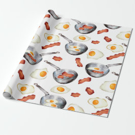 Wasserfarben Bacon & Eggs Frühstücksbuffet Muster Geschenkpapier