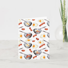 Wasserfarben Bacon & Eggs Frühstücksbuffet Muster Karte
