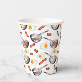 Wasserfarben Bacon & Eggs Frühstücksbuffet Muster Pappbecher