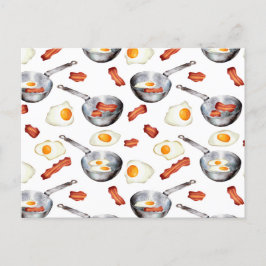 Wasserfarben Bacon & Eggs Frühstücksbuffet Muster Postkarte