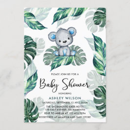 Wasserfarben Bärenjunge Babydusche Einladung