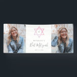 Wasserfarben-Bat Mitzvah Ombré zwei Fotos Banner<br><div class="desc">Ein modernes,  weiches Bat Mitzvah zwei Foto Banner Design von Stacey Meacham mit ombre Aquarellstern und einem ersten Monogramm.</div>