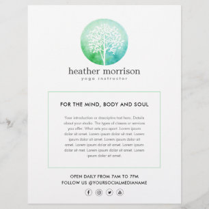 Wasserfarben Baum Yoga und Wellness Flyer