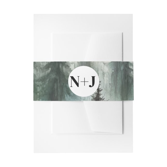 Wasserfarben Bäume Rustikale Hochzeit der Wildnis Einladungsbanderole (Vorderseite Beispiel)