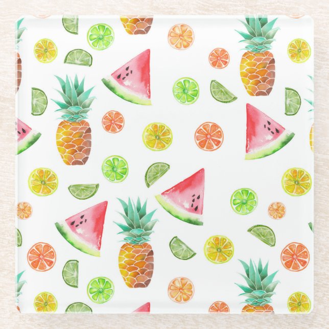 Wasserfarben-Baumuster Glasuntersetzer (Vorderseite)