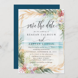 Wasserfarben Beach Hochzeitkarte Save the Date Einladung