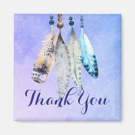 Wasserfarben Beads 'n Feathers on Bluish Lila Magnet