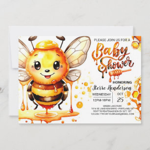Wasserfarben-Beehive-Babydusche Einladung