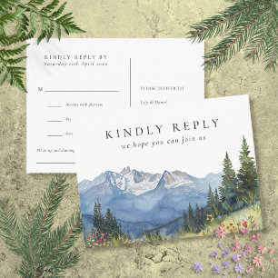 Wasserfarben-Berg-Song-Anfrage RSVP-Postkarte Einladungspostkarte