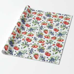 Wasserfarben Berries Strawberry Blueberry Geschenkpapier