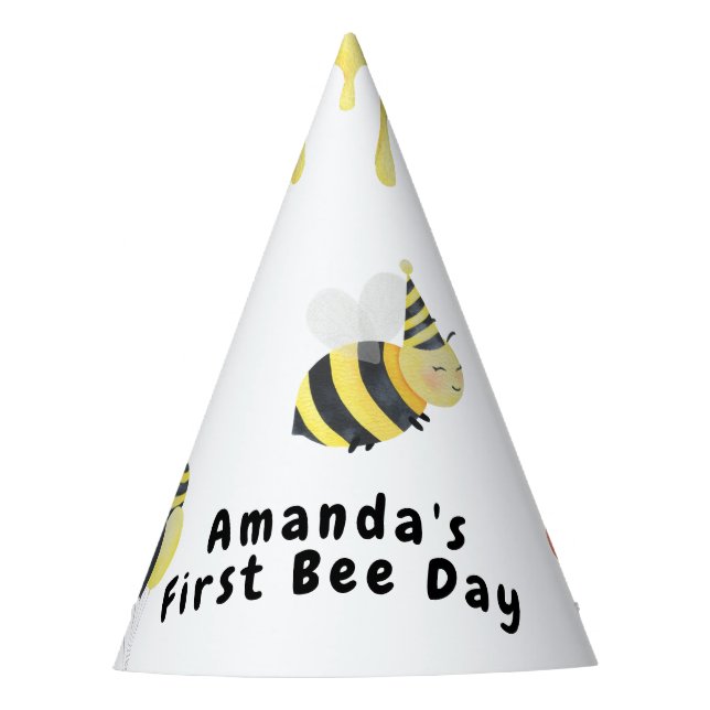 Wasserfarben-Bienentag-Geburtstagsfeier  Partyhütchen (Vorderseite)