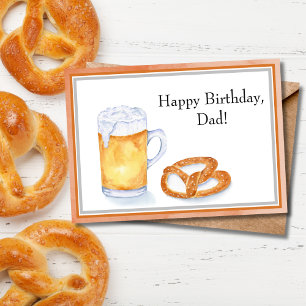 Wasserfarben-Bier- und Brezel-Geburtstag Papa Karte