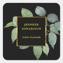 Wasserfarben-Blätter botanisches berufliches Etike Quadratischer Aufkleber