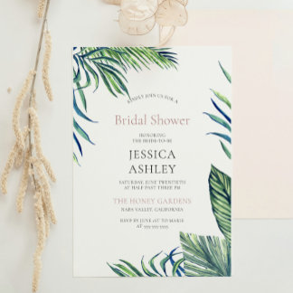 Wasserfarben-Blätter Kränze-Brautparty Einladung