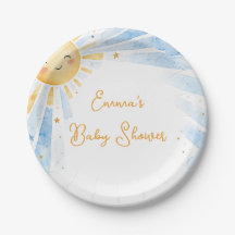 Wasserfarben Blau & Gold Baby Boy Babyparty
