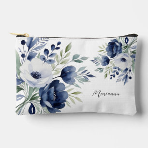 Wasserfarben Blau und Weiß BlumenBouquet Zubehörtasche