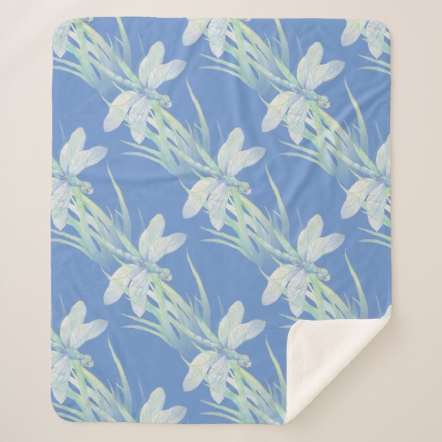 Wasserfarben-Blaues Libelle-Wasserinsekt Sherpadecke (Vorderseite)