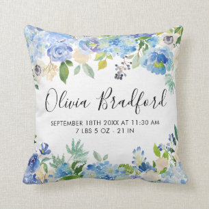 Wasserfarben Blue Hydrangeas Baby Stat Kinderzimme Kissen