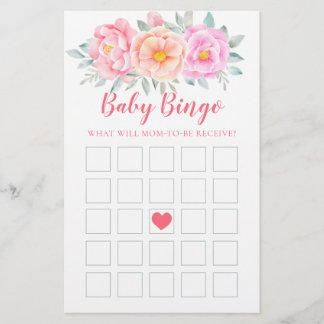 Wasserfarben Blume Baby Showspiel Baby Bingo