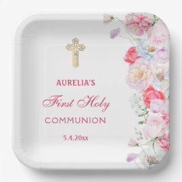 Wasserfarben Blume Erste Kommune Pappteller