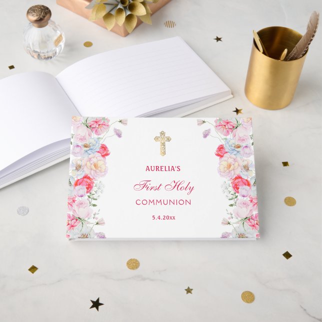 Wasserfarben Blume Erstes Gästebuch (Vorderseite Offen)