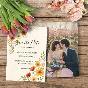 Wasserfarben Blume Foto Hochzeit Speichern Sie das Einladung