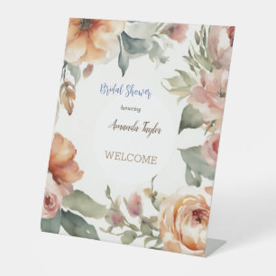 Wasserfarben-Blume Minimale Brautparty-Karte Sockelschild