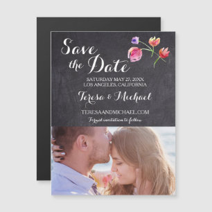 Wasserfarben-Blume Save the Date - Vertikal Magneteinladung