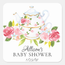 Wasserfarben-Blumen-BABY-Tee-Party-Umschlag-Siegel
