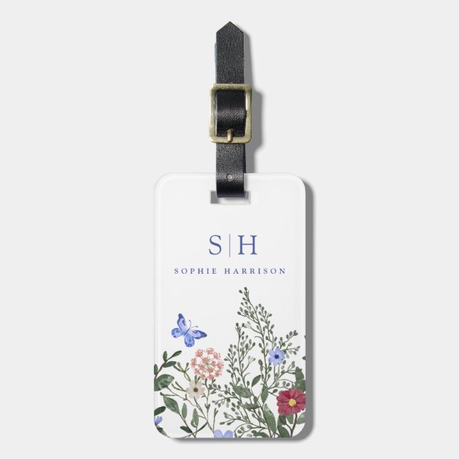 Wasserfarben-Blumen-Gepäckanhänger Gepäckanhänger (Vorderseite vertikal)