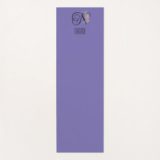 Wasserfarben-Blumen-Monogramm-Anfangslavendel Yogamatte