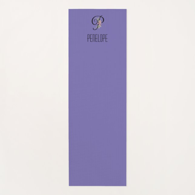 Wasserfarben-Blumen-Monogrammanfangsbuchstabe Lave Yogamatte (Vorderseite)