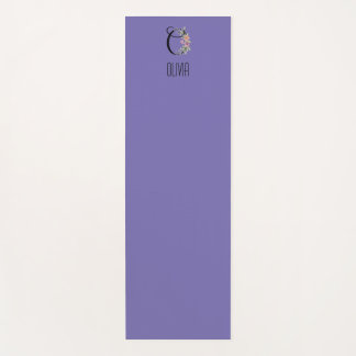 Wasserfarben-Blumen-Monogrammanfangslavendel Yogamatte