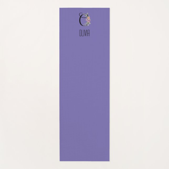 Wasserfarben-Blumen-Monogrammanfangslavendel Yogamatte (Vorderseite)