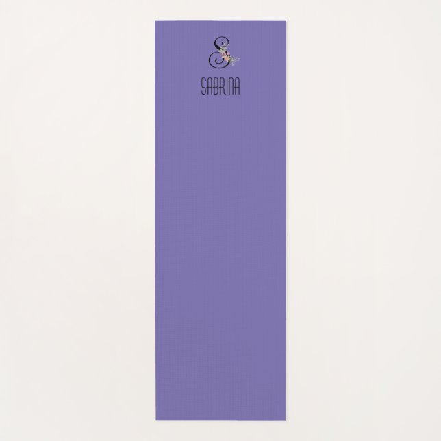 Wasserfarben-Blumen-Monogrammanfangslavendel Yogamatte (Vorderseite)