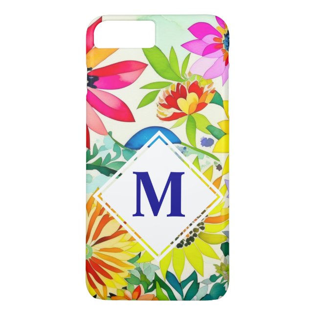 Wasserfarben Blumen Monogrammiert  Case-Mate iPhone Hülle (Rückseite)