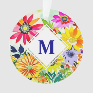 Wasserfarben Blumen Monogrammiert  Ornament