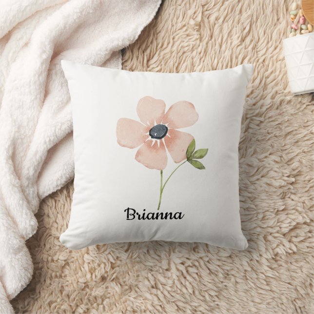 Wasserfarben-Blumen-Name mit Röte Kissen (Decke)