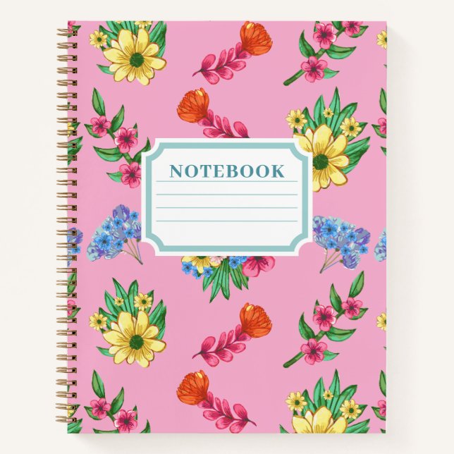 Wasserfarben-Blumen-Notizbuch Notizbuch (Vorderseite)