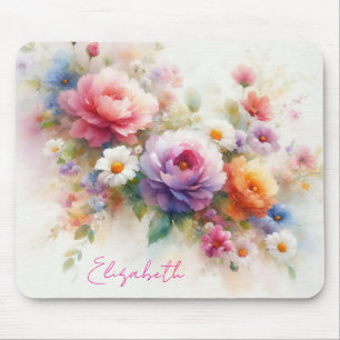 Wasserfarben-Blumen-Schriftzug-Vorlage für benutze Mousepad