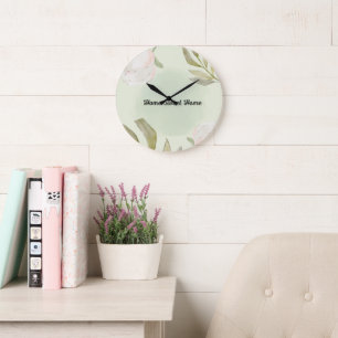 Wasserfarben-Blumen-Wanduhr Große Wanduhr