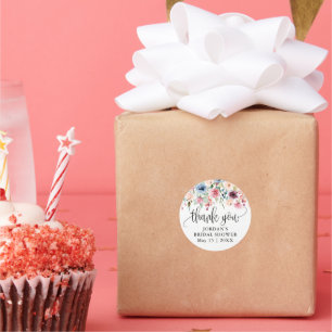 Wasserfarben-Blumenblüten-Dankeschön-Geschenk Runder Aufkleber