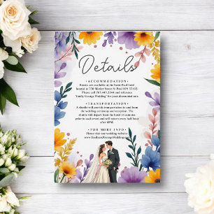 Wasserfarben Blumengarten Paar Sommerhochzeit Begleitkarte