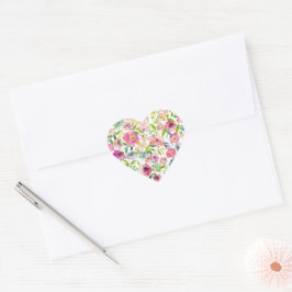 Wasserfarben Blumenherz Rosa Sweet Valentine Liebe Herz-Aufkleber