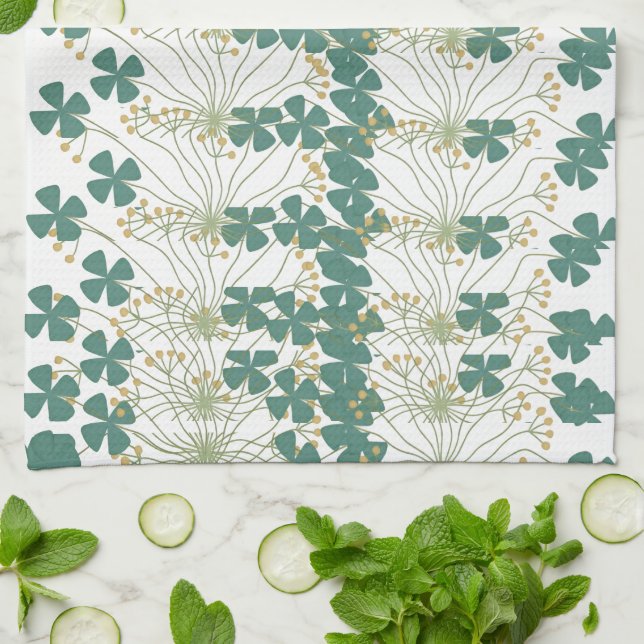 Wasserfarben-Blumenmuster Individuelle Hintergrund Geschirrtuch (Gefaltet)